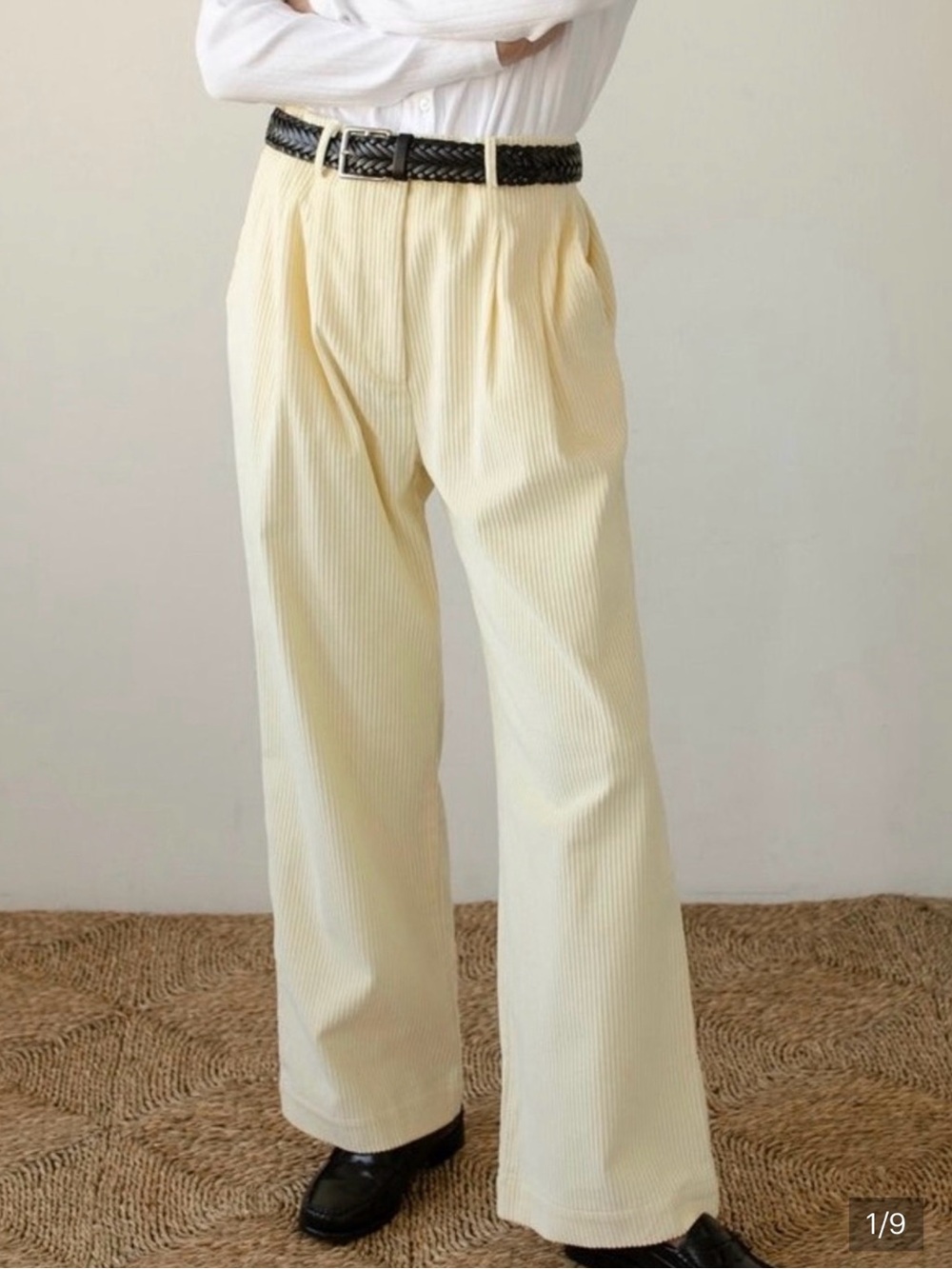 Donni light yellow Wide-Leg Corduroy Pants